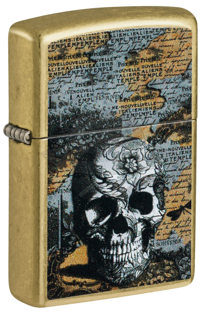 #138 Zippo Oil Lighter: Floral Skull Design