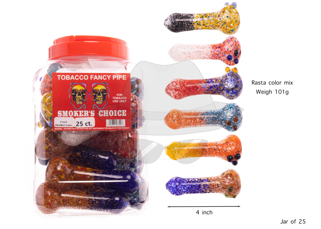 4" Glass Hand Pipe jar of 25ct