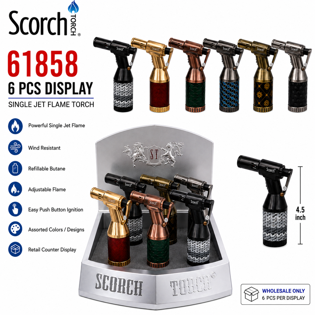 61858 SCORCH Torch Display of 6ct