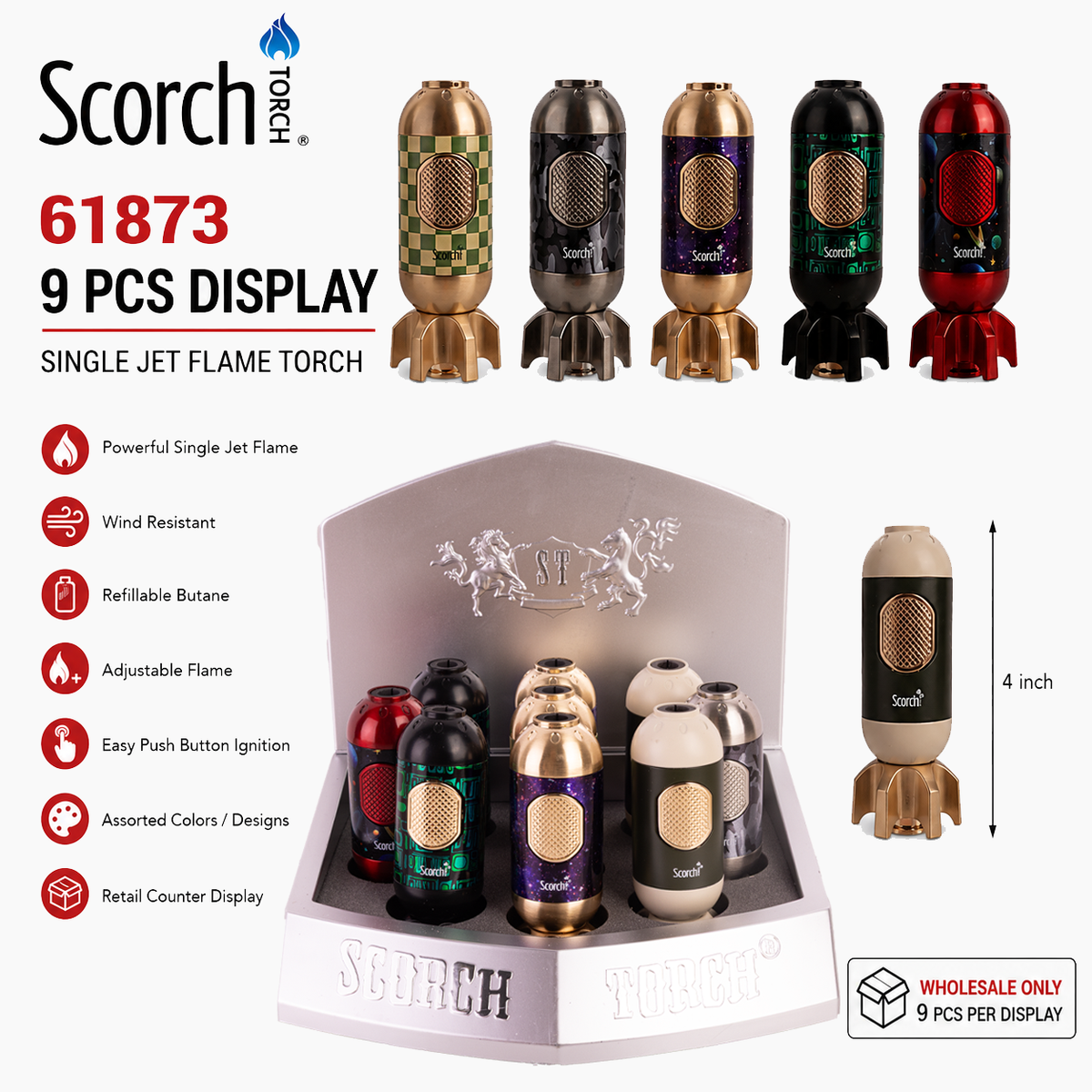 61873 SCORCH Torch Display of 9ct