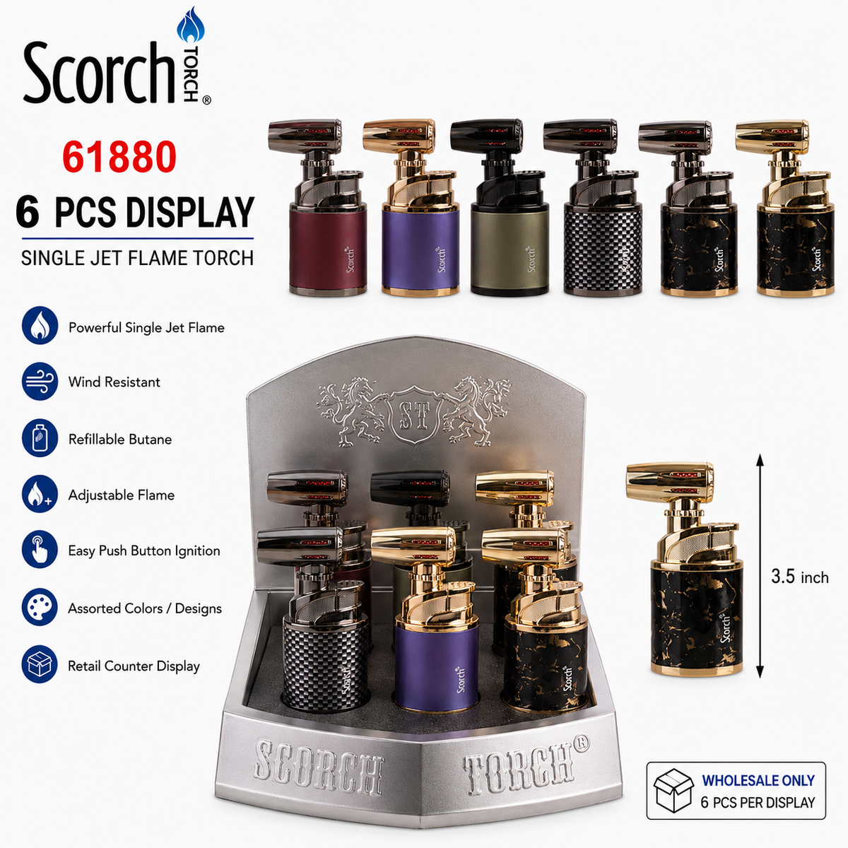 61880 SCORCH Torch Display of 6ct