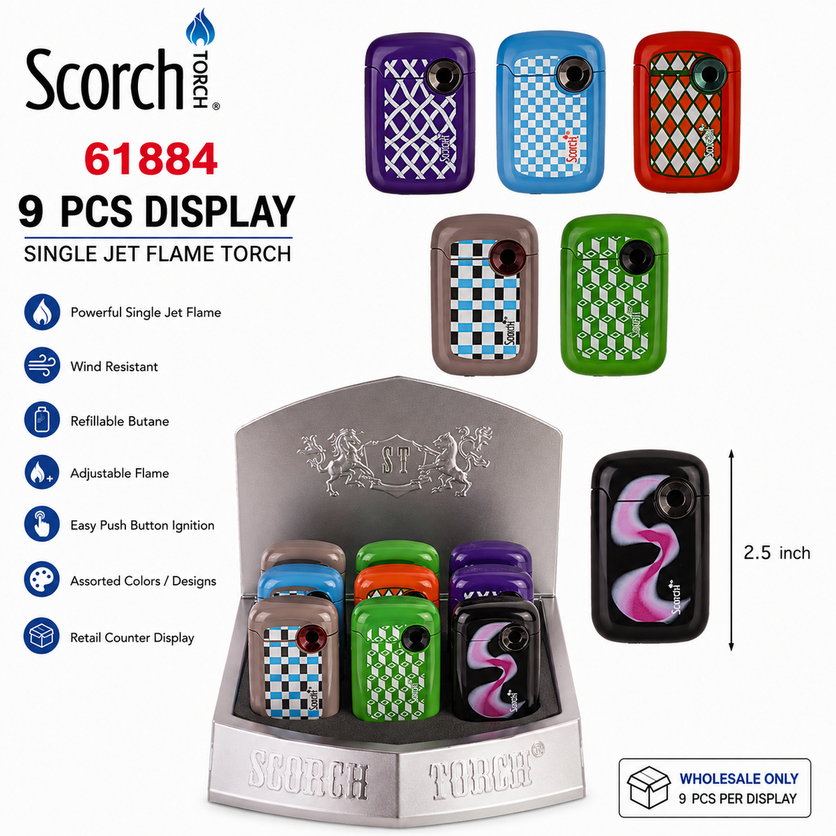 61884 SCORCH Torch Display of 9ct