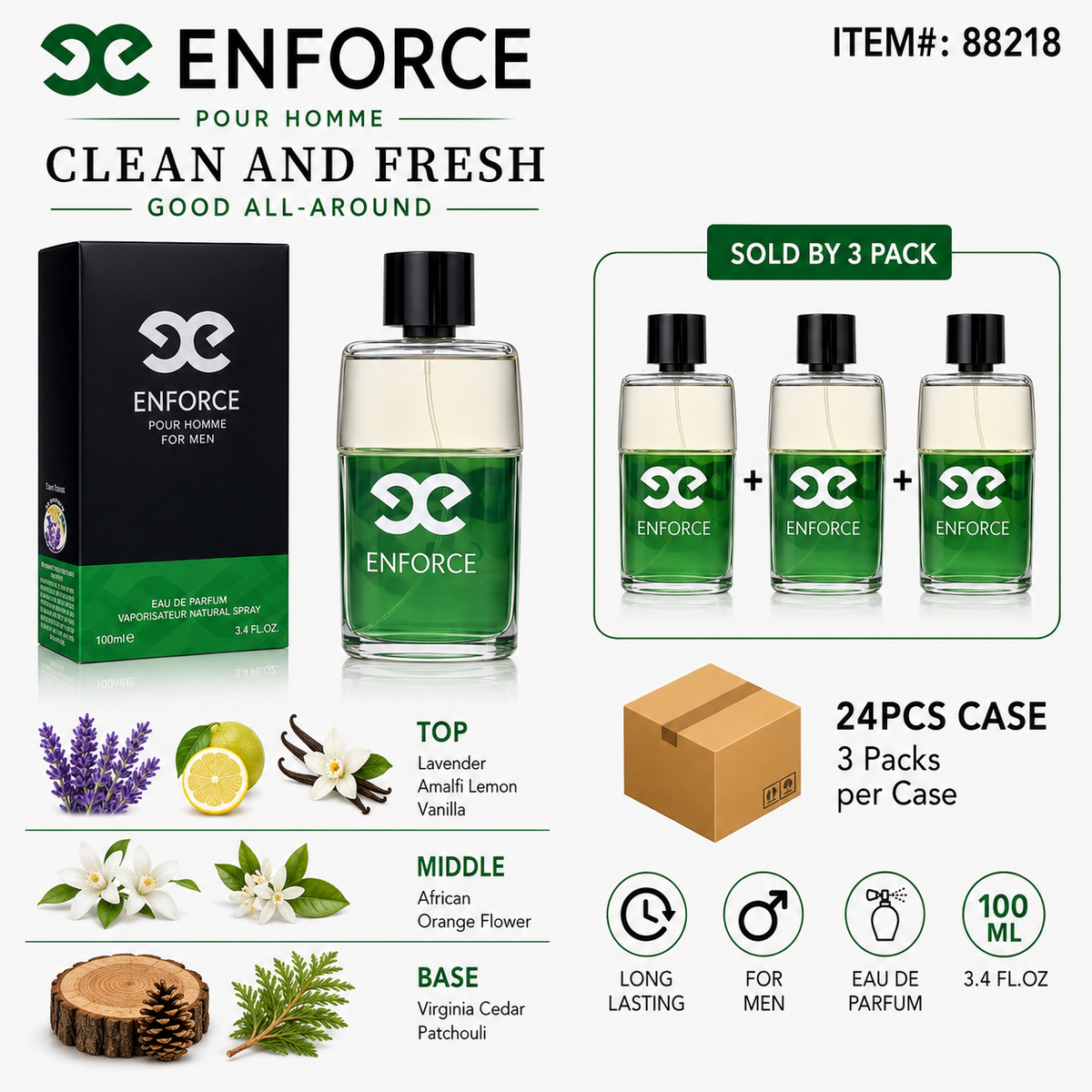 Men's EDP 100ml/3.4 fl.oz ENFORCE - 3CT