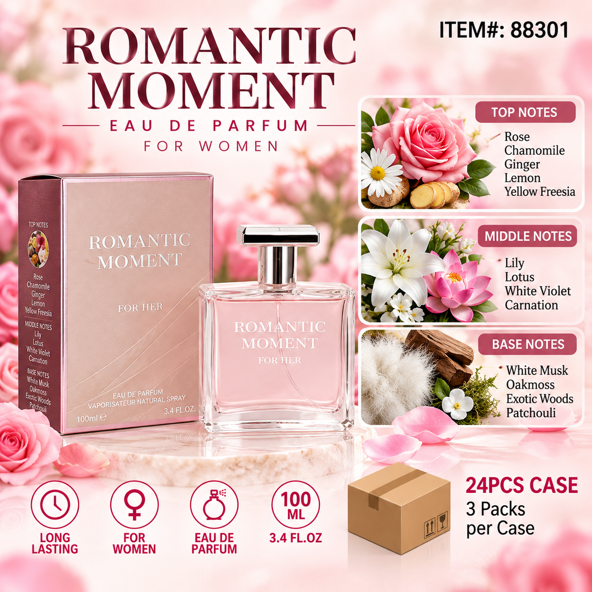 #88301 ROMANTIC MOMENT Perfume for LADIES - 3CT