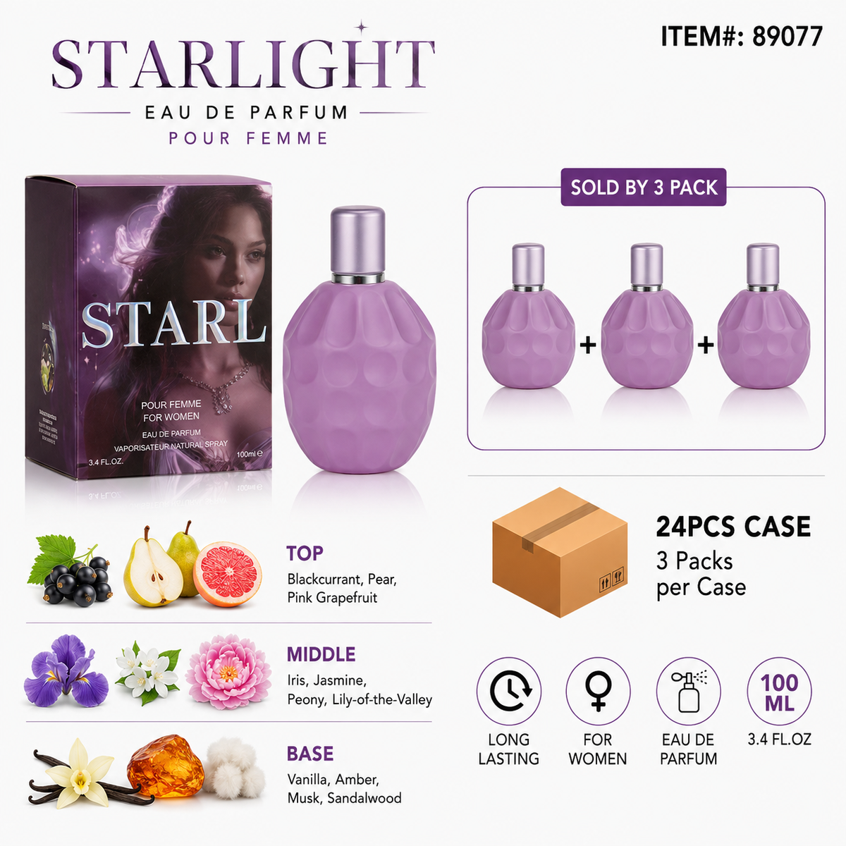 Ladies EDP 100ml/3.4fl.oz STARLIGHT - 3CT
