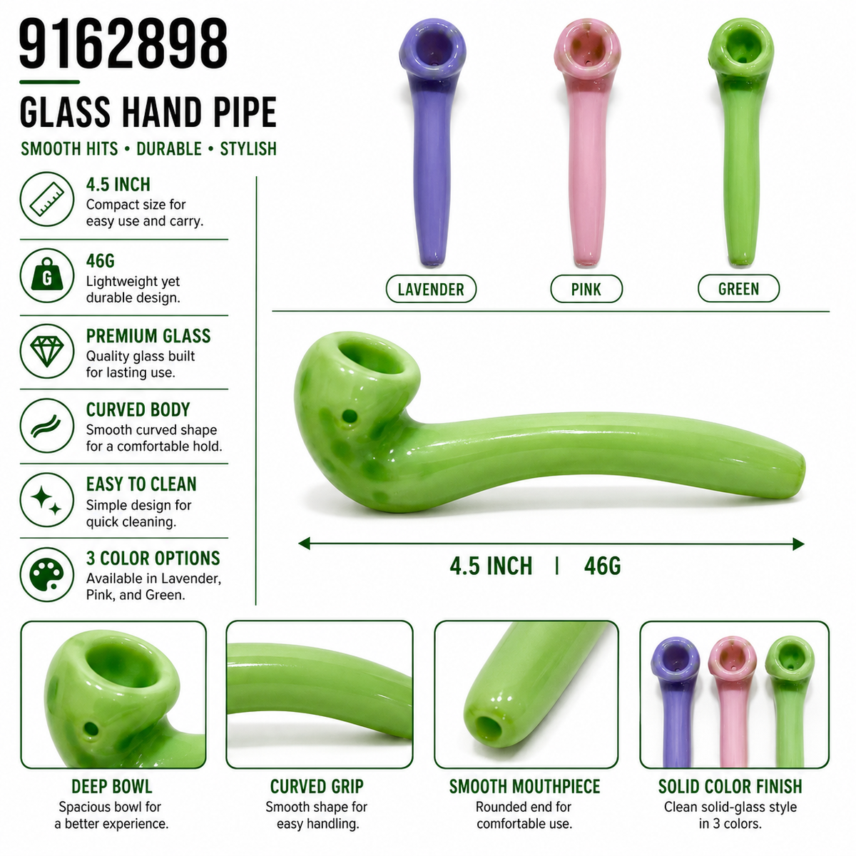 9162898 Glass Hand Pipe