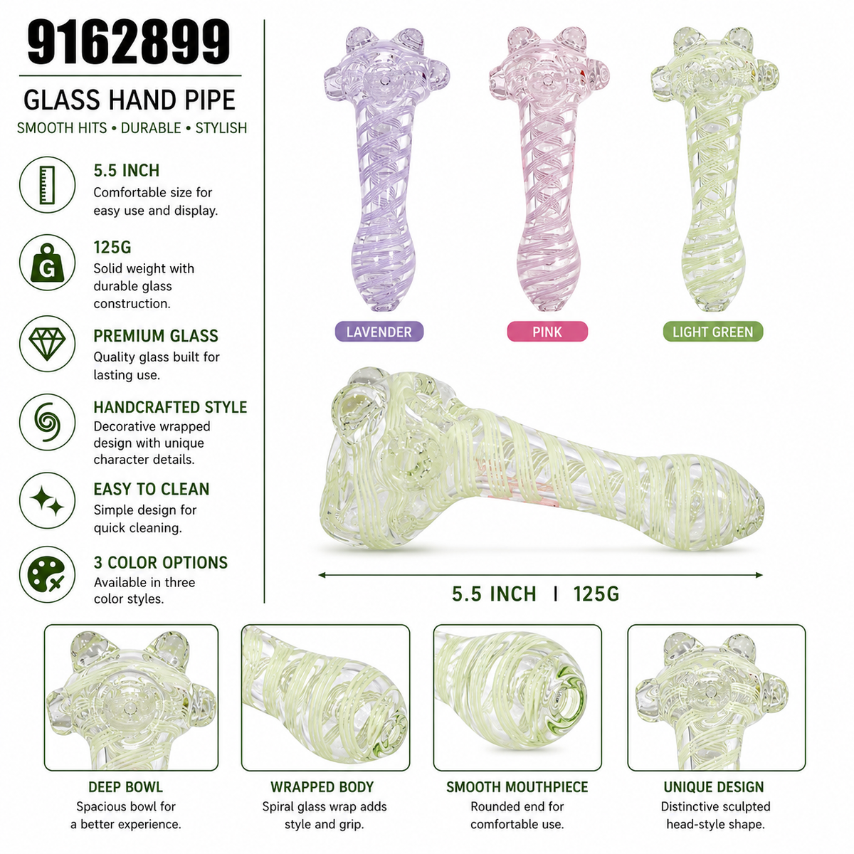 9162899 Glass Hand Pipe