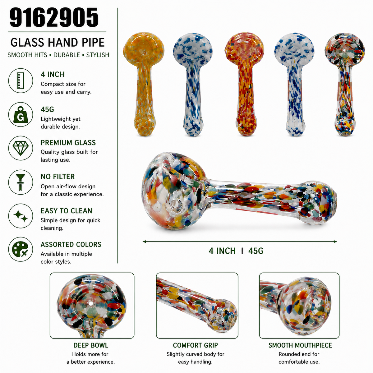 9162905 Glass Hand Pipe