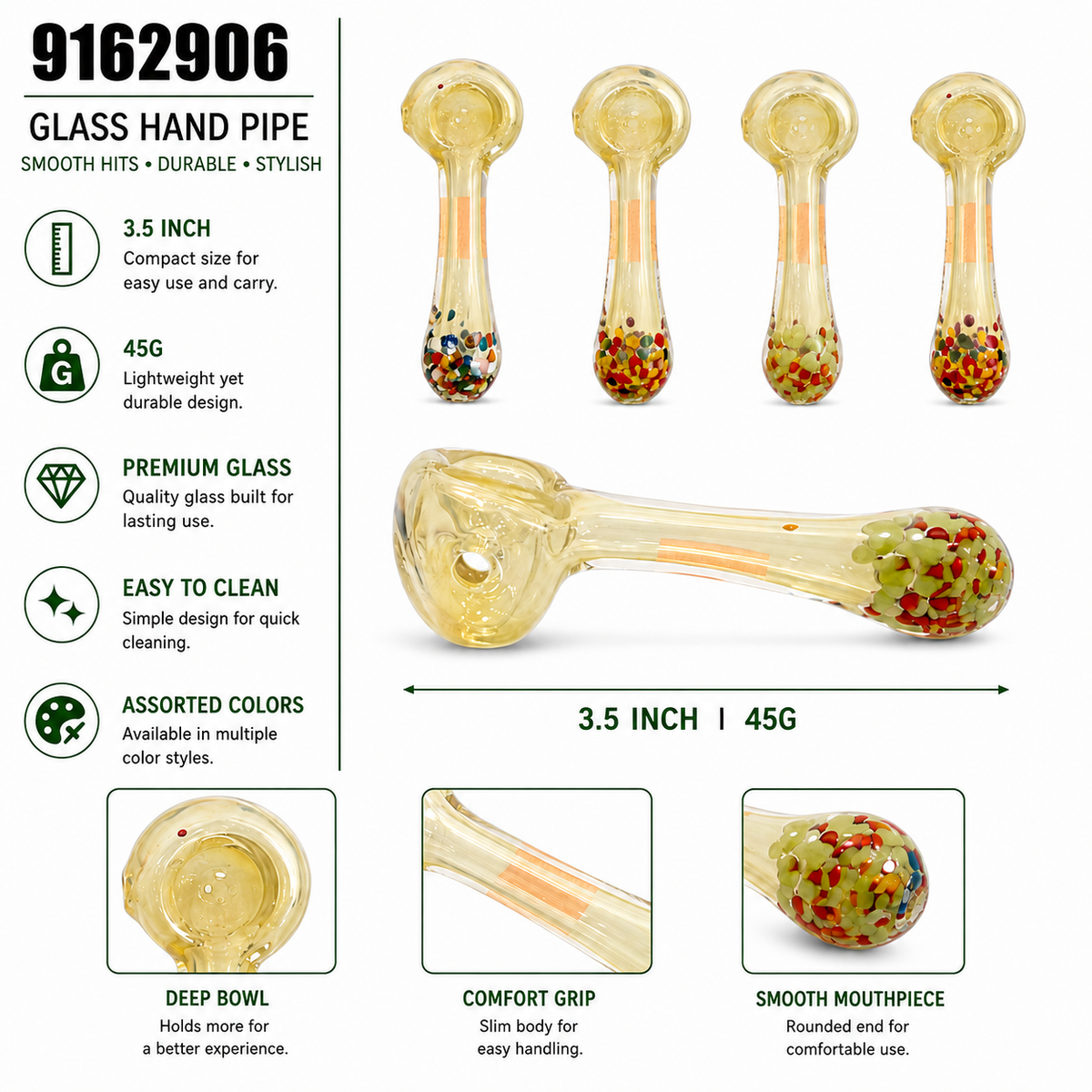 9162906 Glass Hand Pipe