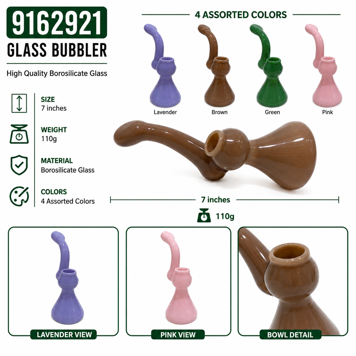 9162921 Glass Bubbler