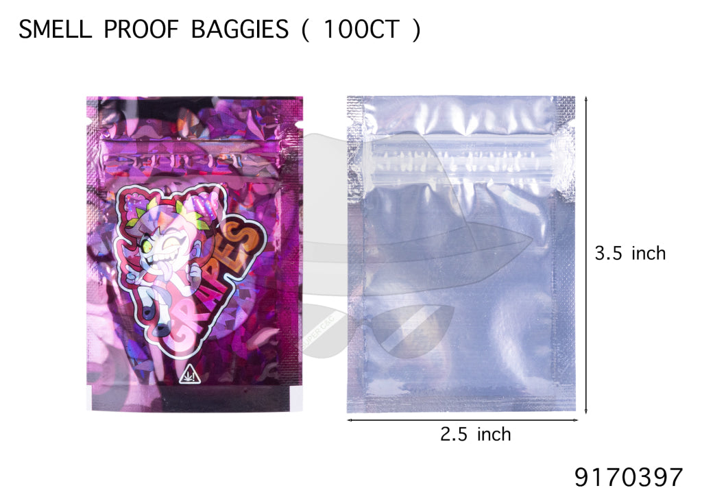 9170397 Smell Proof Baggies 2.5"x3.5" 100ct