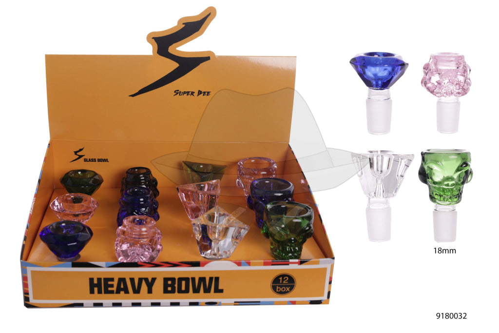 9180032 18mm Super Bee Glass Bowl-12ct