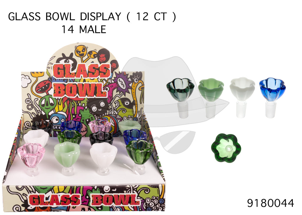 9180044 14mm Male Glass Bowl-12ct