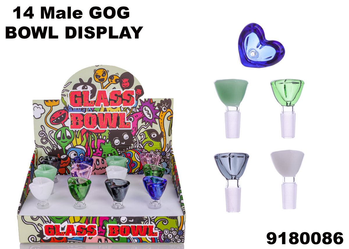 9180086 14" Male Glass Bowl-12ct