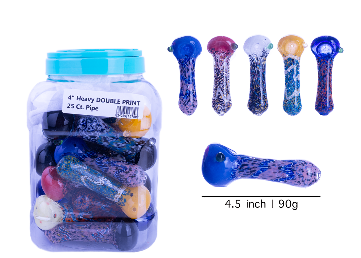 4" Heavy Glass Hand Pipe jar of 25ct