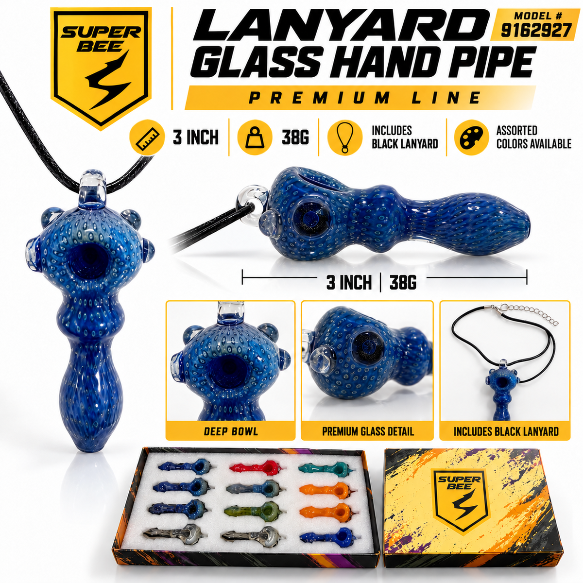 Glass Hand Pipe - Display of 12 – Style 6