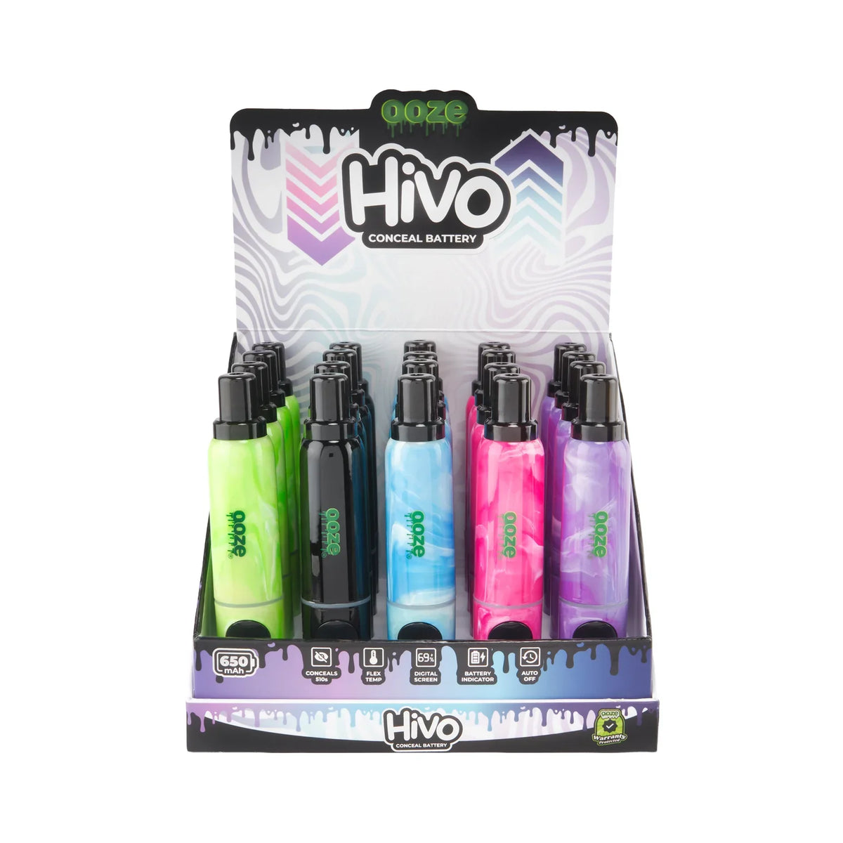 Ooze Hivo 400 mAh Battery - Assorted Colors - 20ct Display