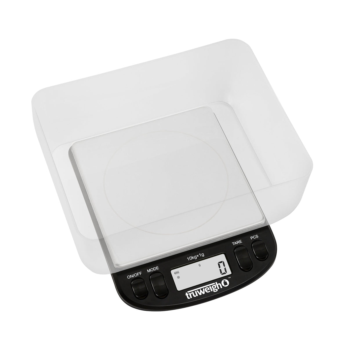 Truweigh Intrepid Series Black Compact Bench Scale with Bowl - 10kg x 1g