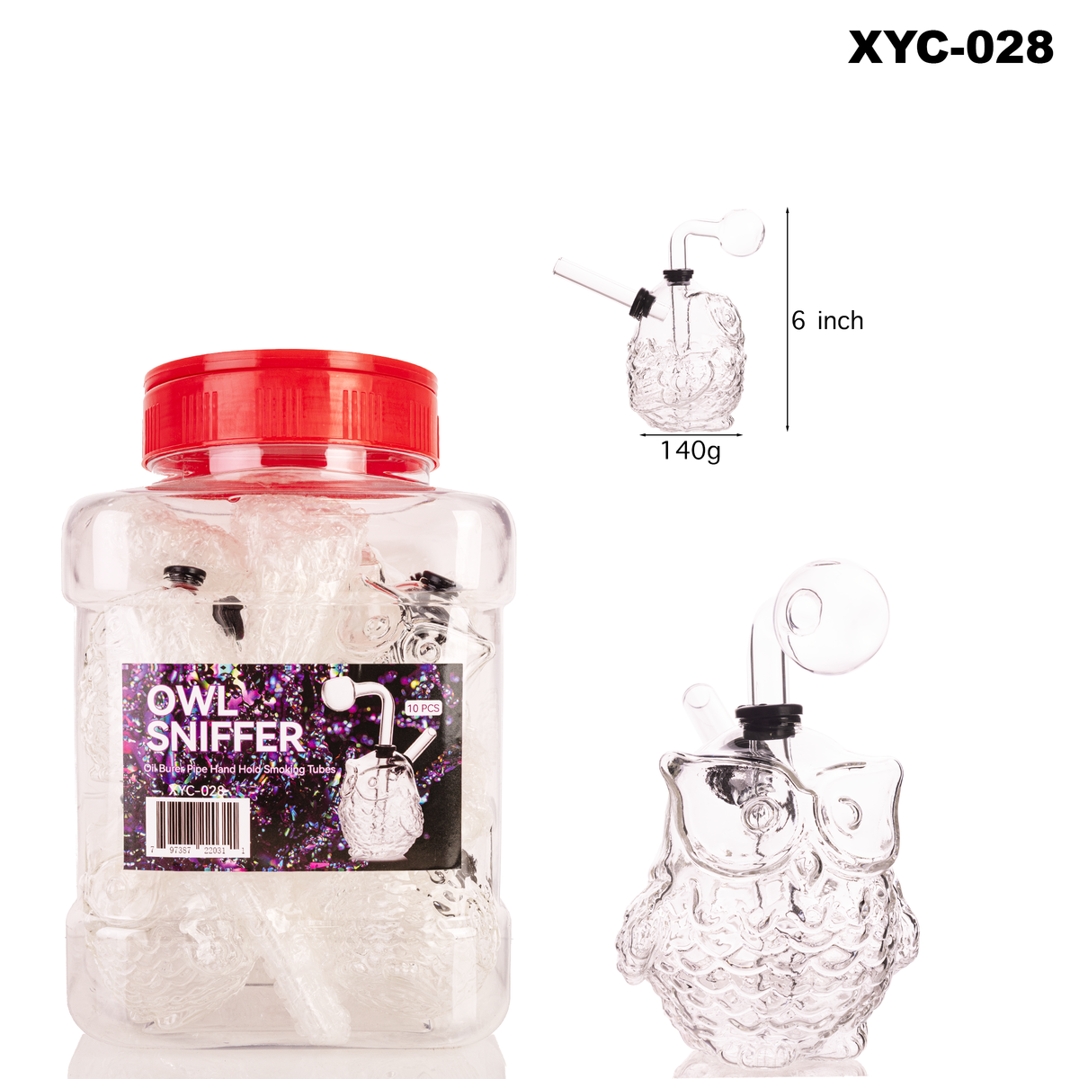 JAR OF 10 Owl OB Glass Water Pipe