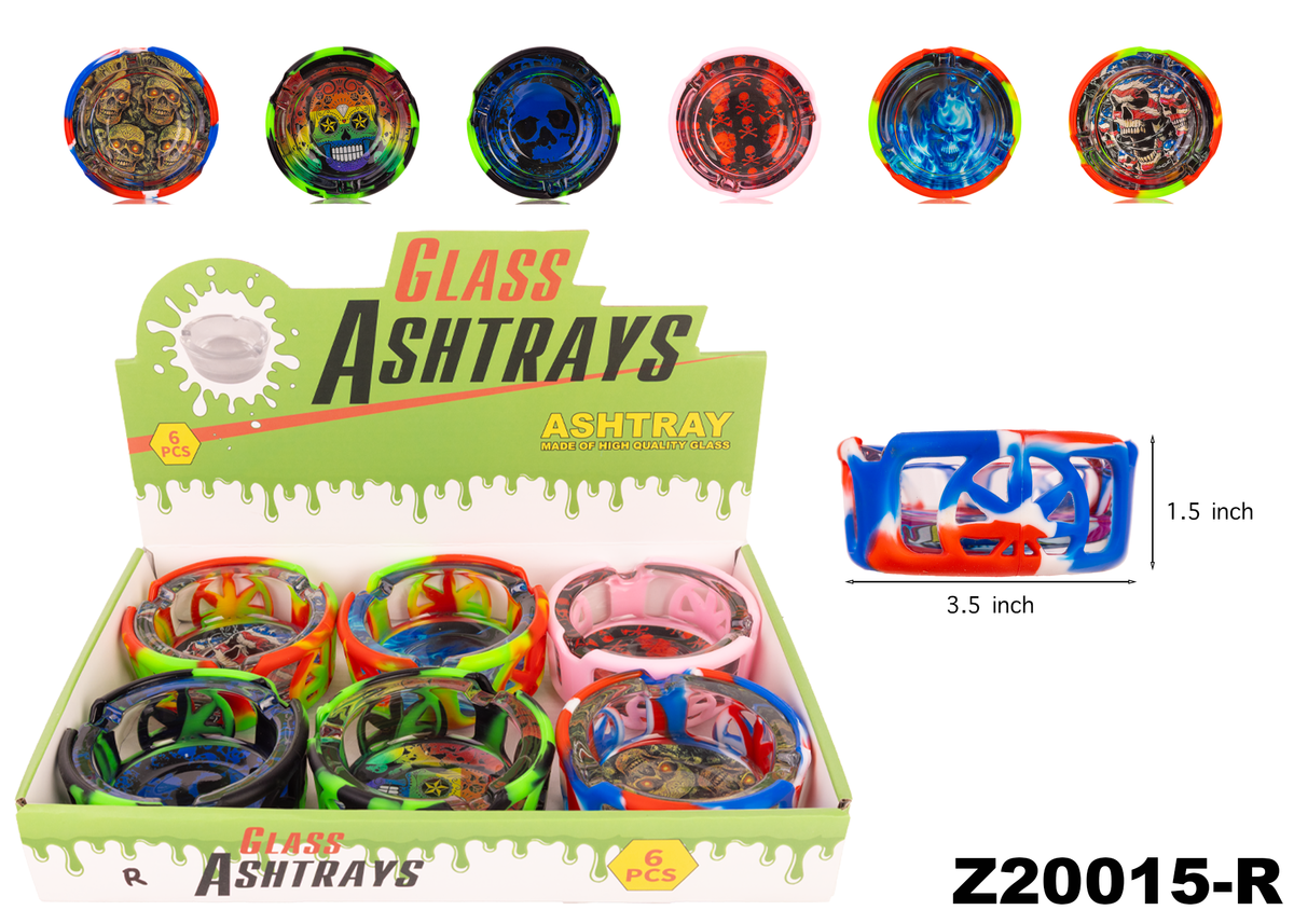 A20015 Glass Ashtray w/Silicone Cover-6ct