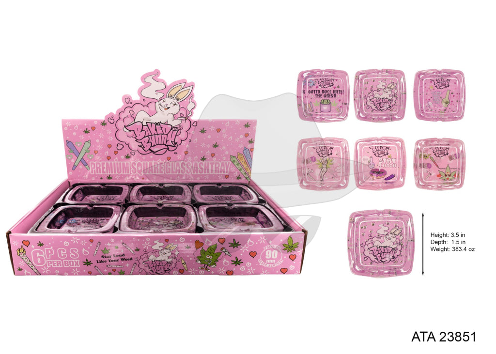 ATA23851 Square Glass Ashtray 6ct