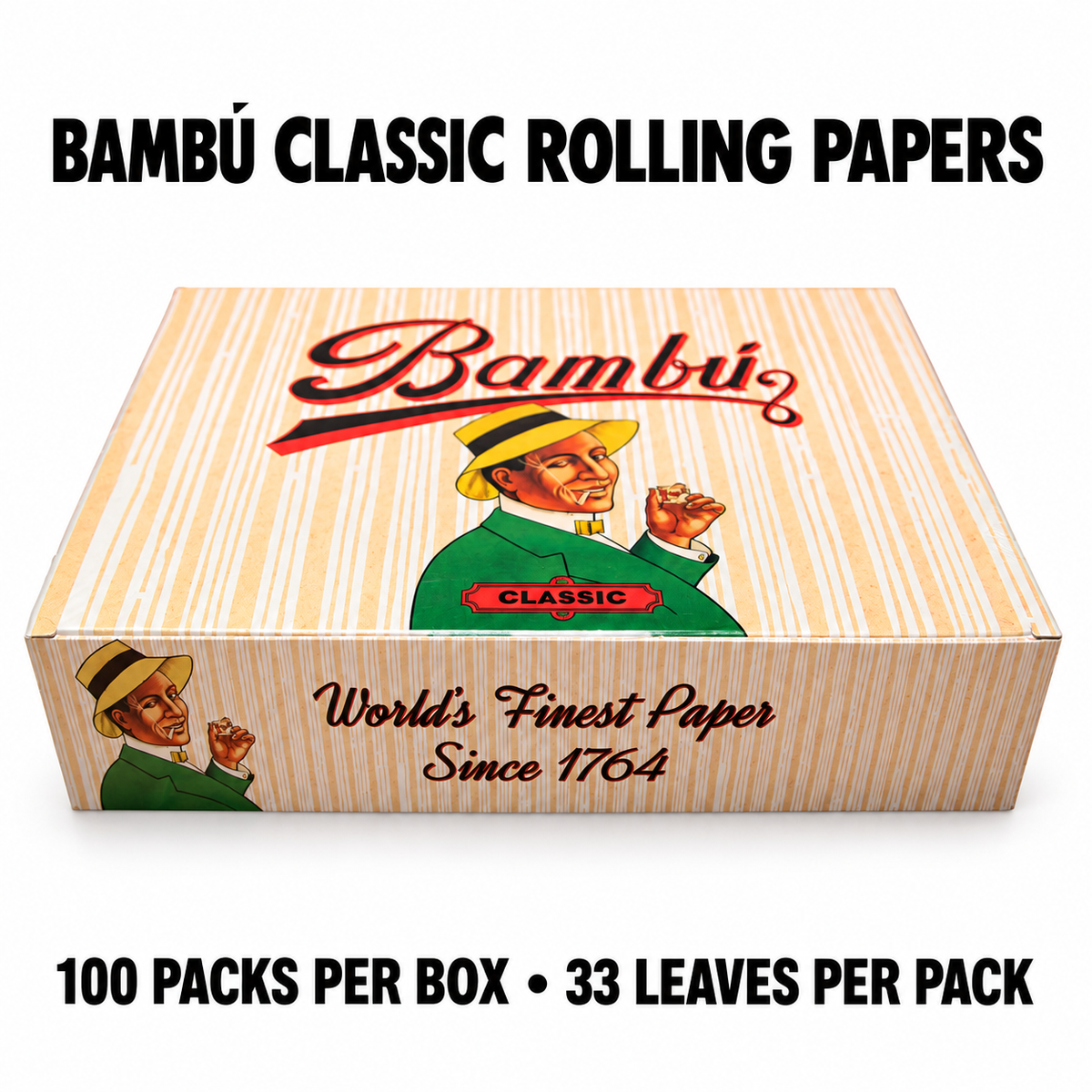 Bambú Classic Rolling Papers — 100-Pack Box
