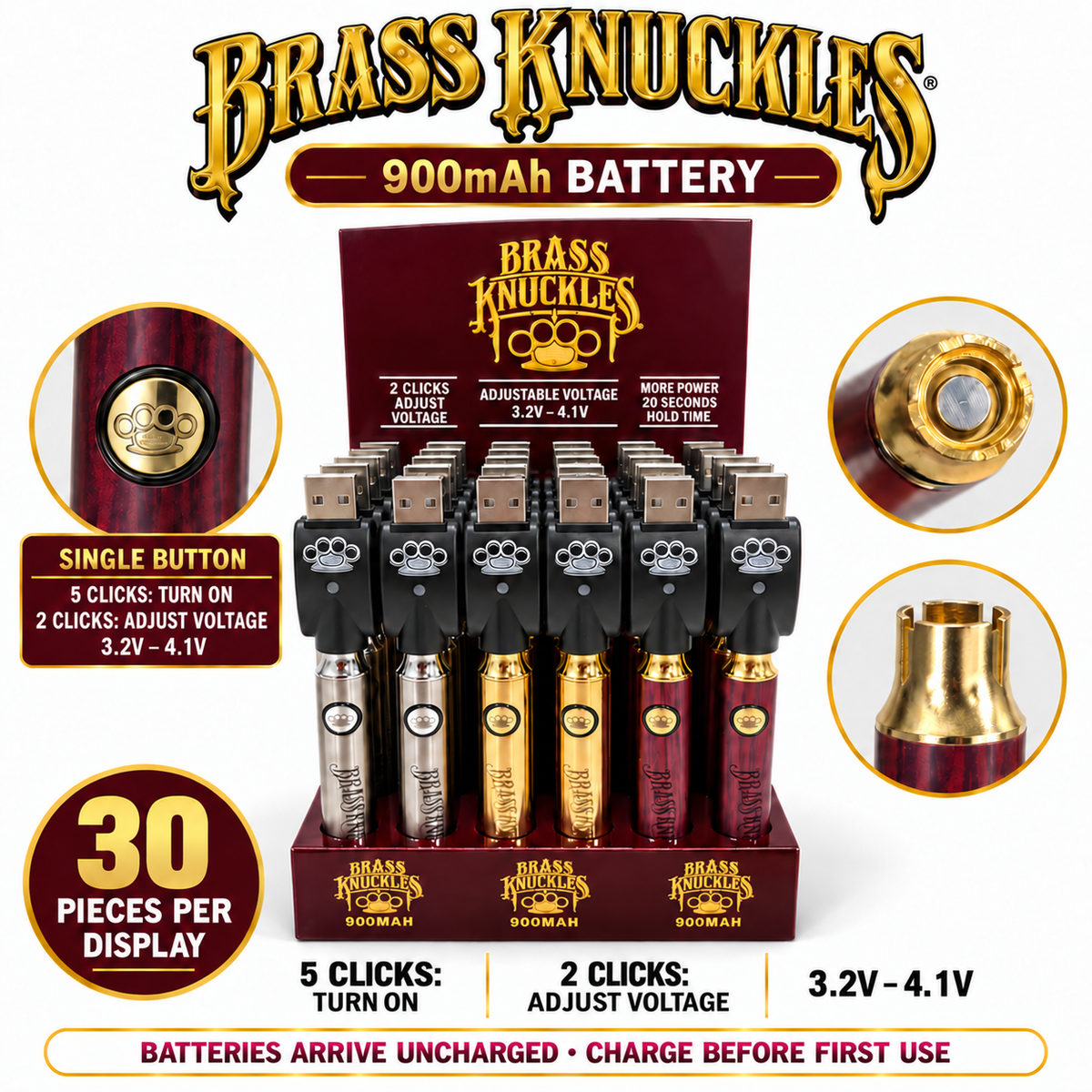 BK900mAh Variable Voltage Battery – 30-Piece Display