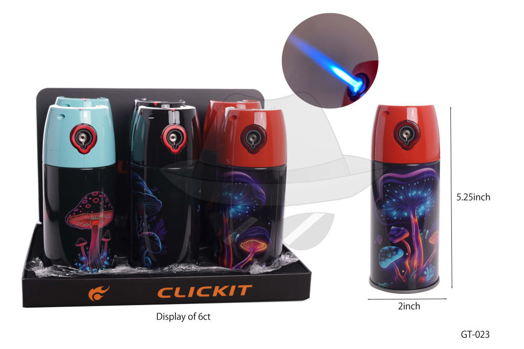 GT-023 Mushroom Spray Can Torch Lighter-6ct