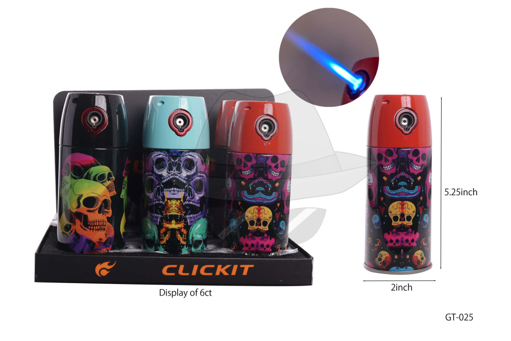 GT-025 Skull Spray Can Torch Lighter-6ct