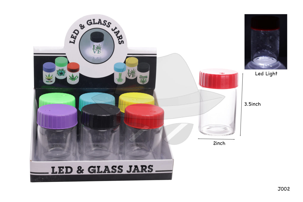 J002 Glass Jar with Light-6ct