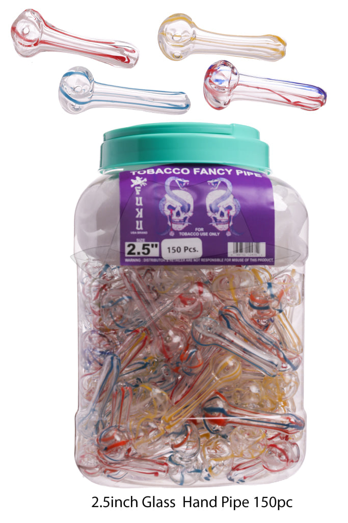 Jar of 150ct 2.5" Glass Hand Pipe