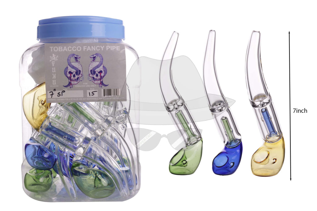 Jar of 15ct 7" Glass Hand Pipe.