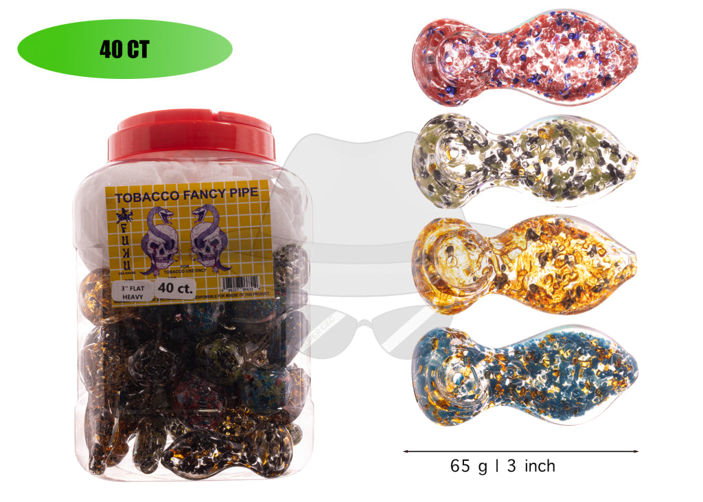 Jar of 40ct 3 Inch Flat Hand Pipe