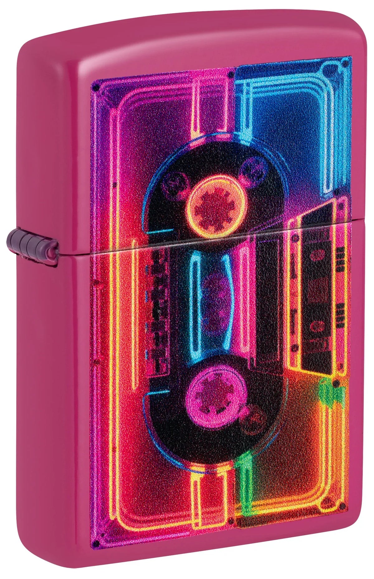#052 ZIPPO OIL LIGHTER: Neon Cassette Design