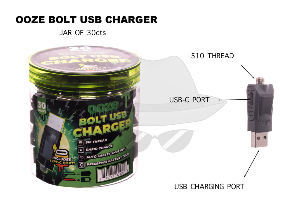 Ooze USB Bolt Chargers-30ct