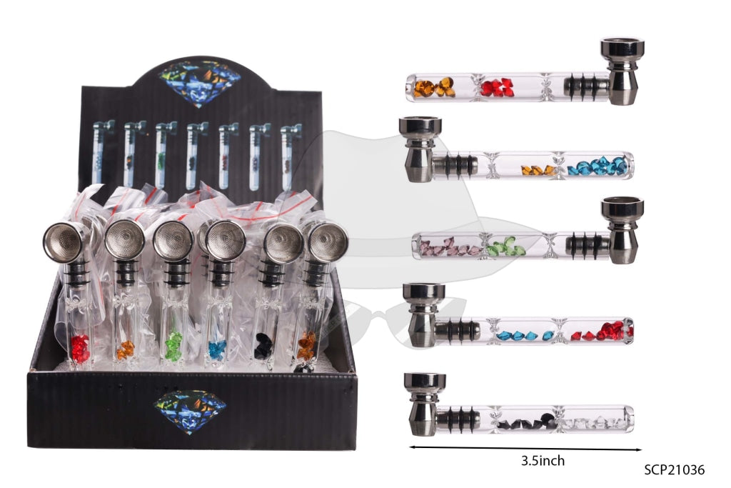 P21036 Metal Glass pipe with Diamon-24ct