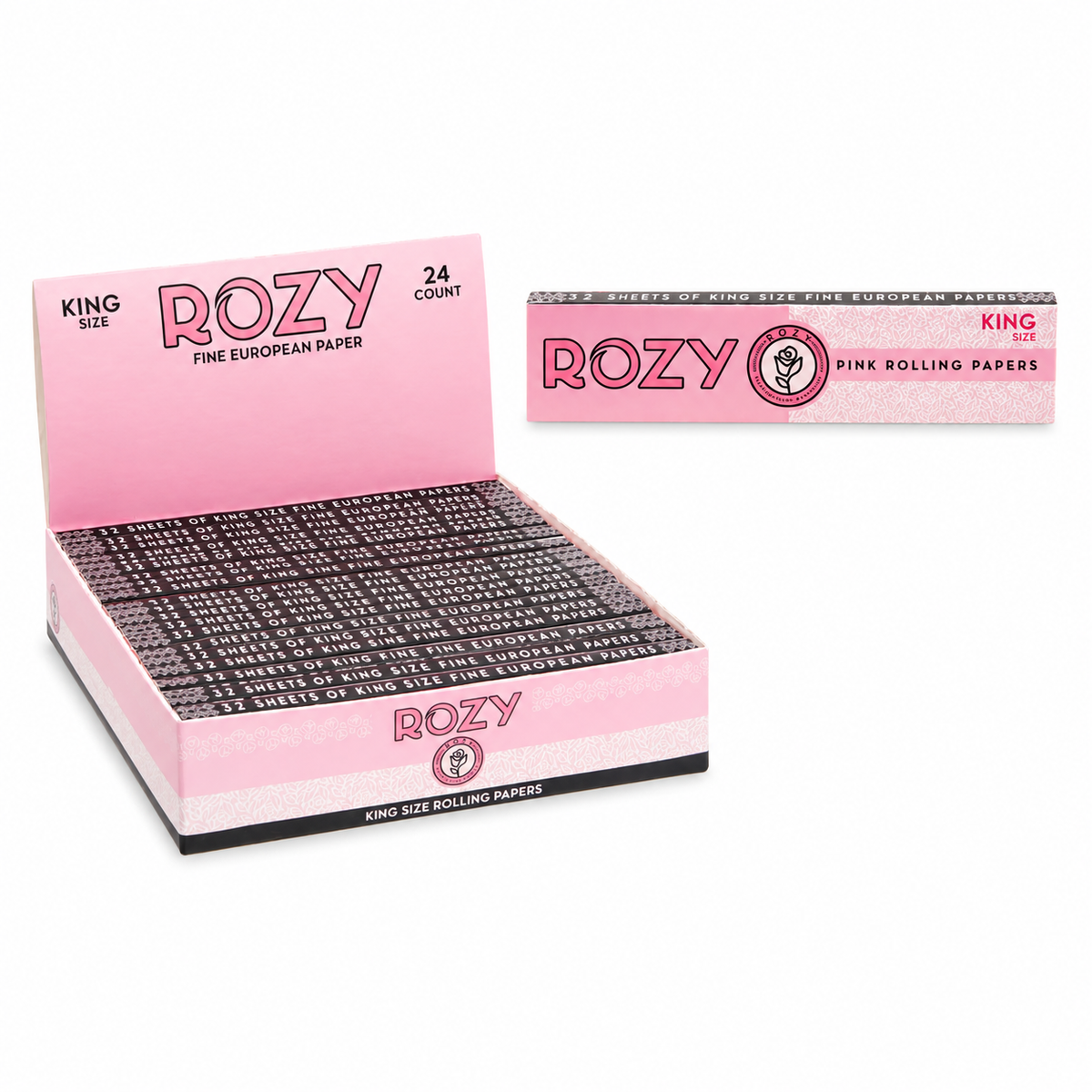 Rozy Pink King Size Rolling Papers - 24ct Display