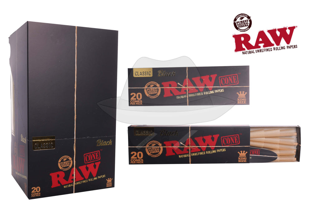 Raw Black cone King Size 20pk/12ct