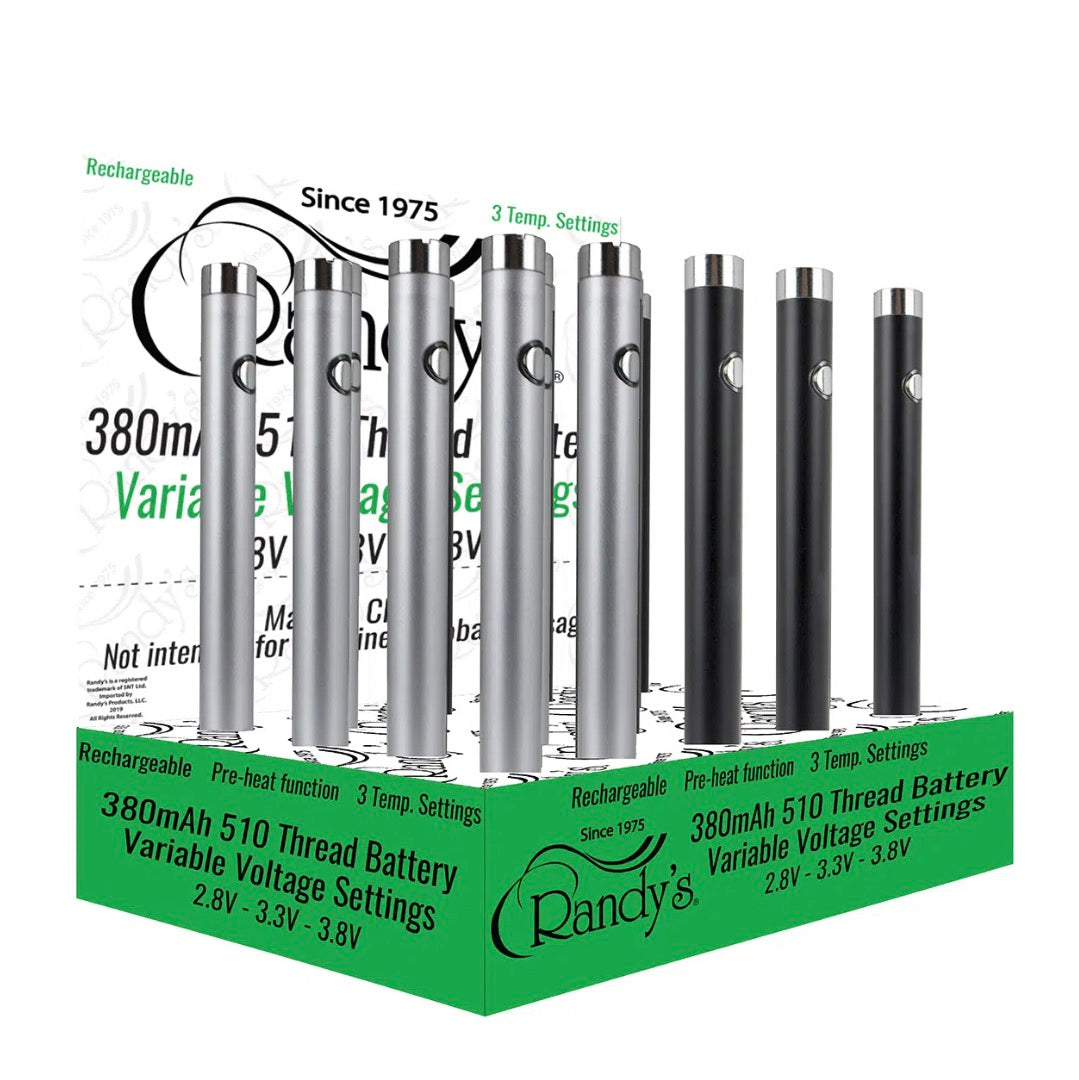 Randy’s Vaporizer – 510 Thread 380 mAh Batteries 20ct Display
