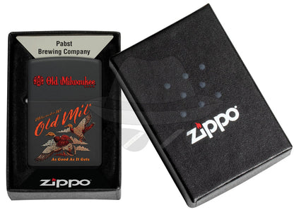 #040 ZIPPO OIL LIGHTER: Old Milwaukee Duck Hunt Design