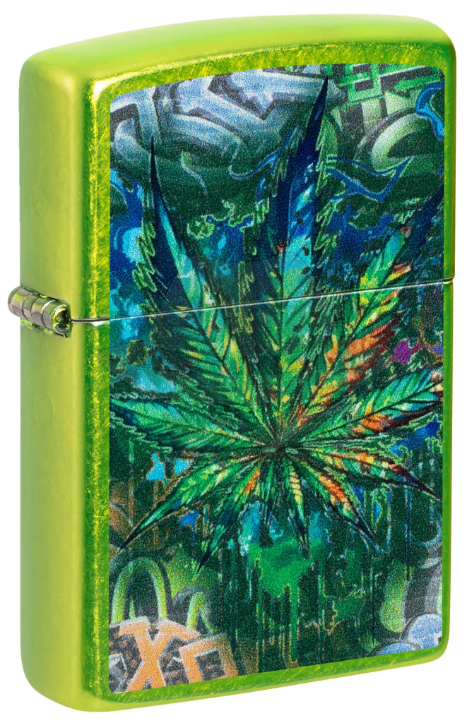 #056 Zippo Lighter: Graffiti Leaf Design