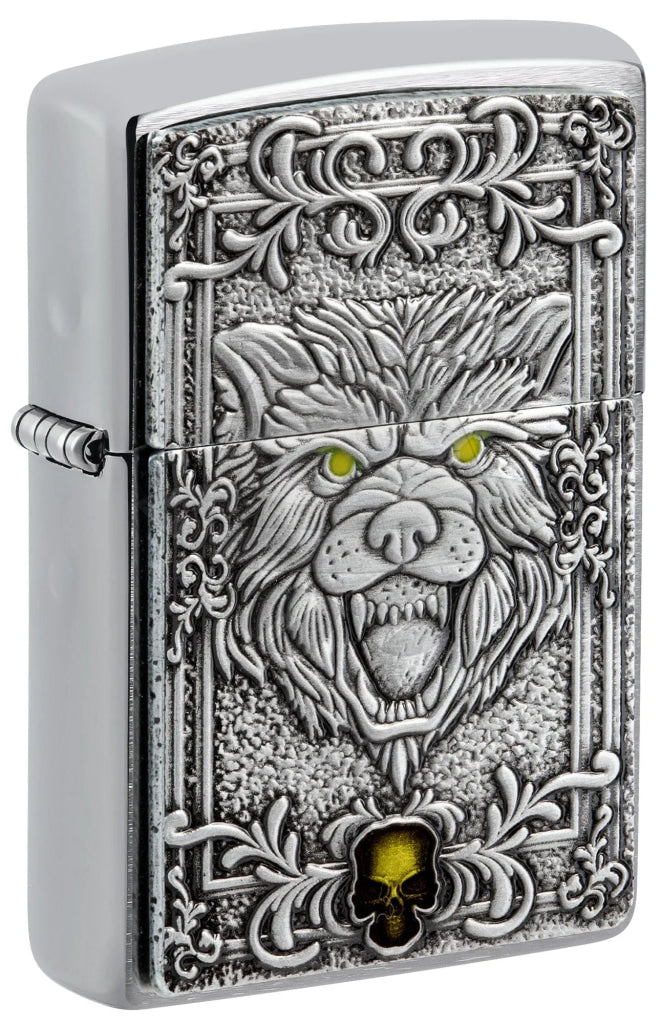 #076 ZIPPO OIL LIGHTER: Wolf Emblem Design