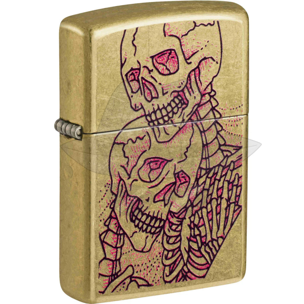 #112 ZIPPO OIL LIGHTER: LOVE SKULL DESIGN