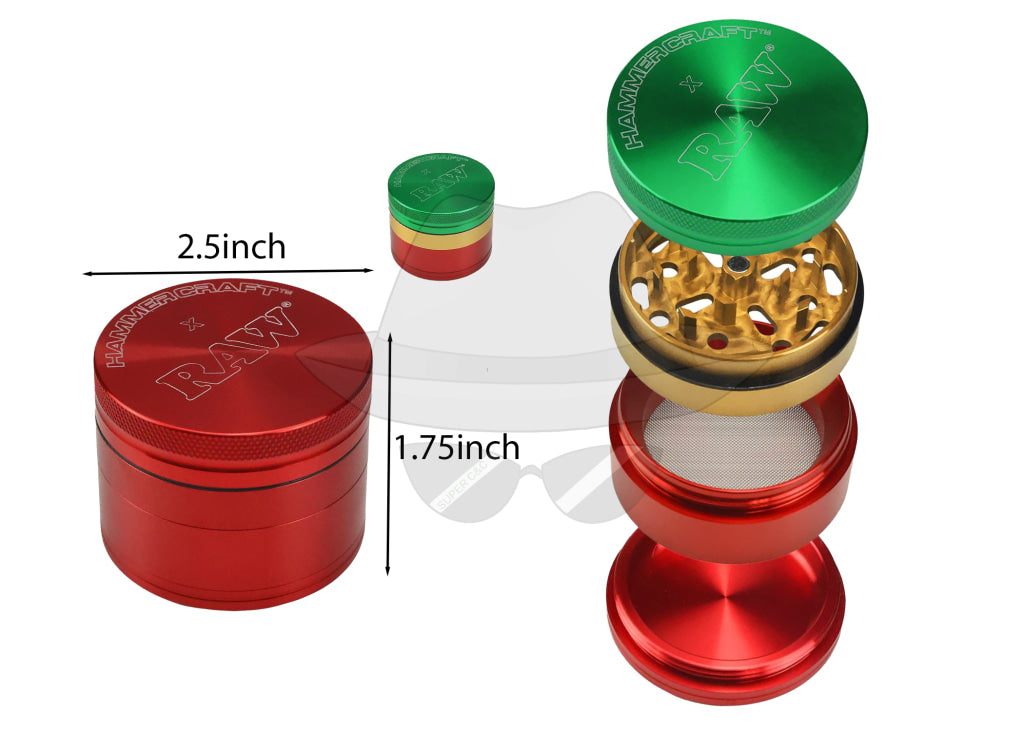 2.5" RAW X HAMMERCRAFT FOUR PIECE ALUMINUM GRINDER