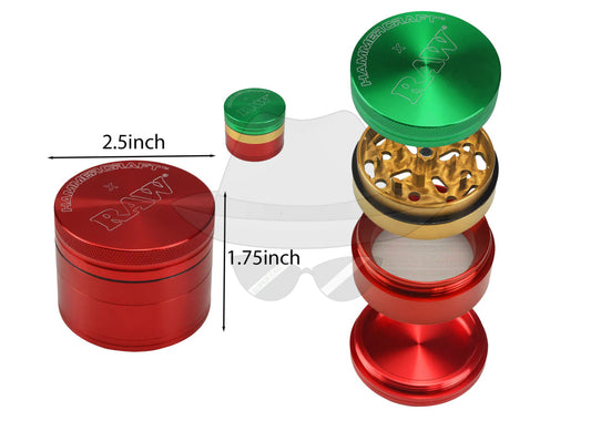 2.5" RAW X HAMMERCRAFT FOUR PIECE ALUMINUM GRINDER