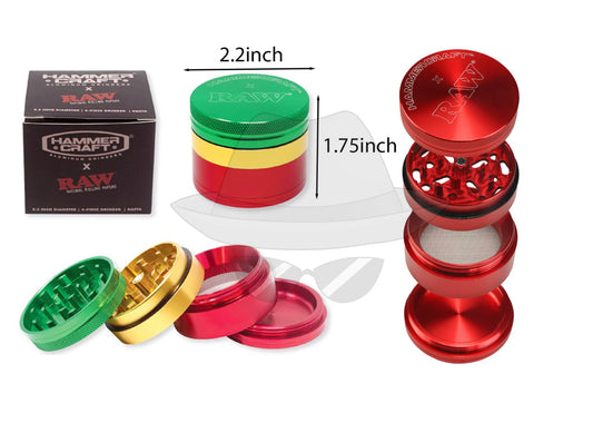 2.2" RAW X HAMMERCRAFT FOUR PIECE ALUMINUM GRINDER