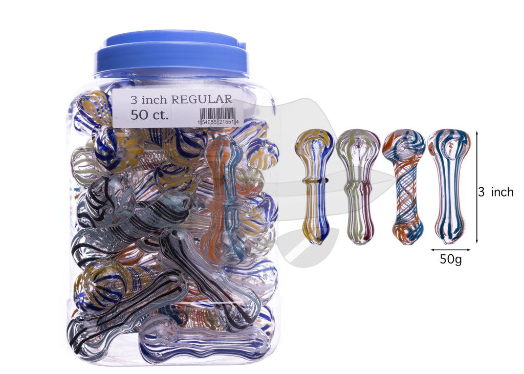 3" Glass Hand Pipe - JAR OF 50CT