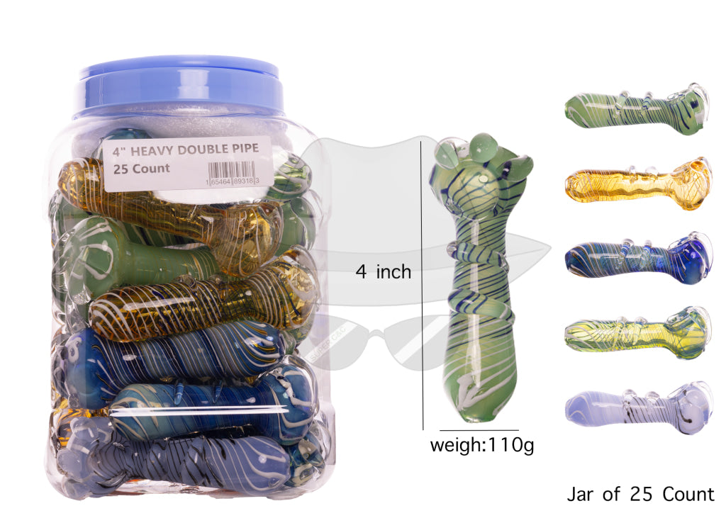4" Glass Hand Pipe jar of 25ct