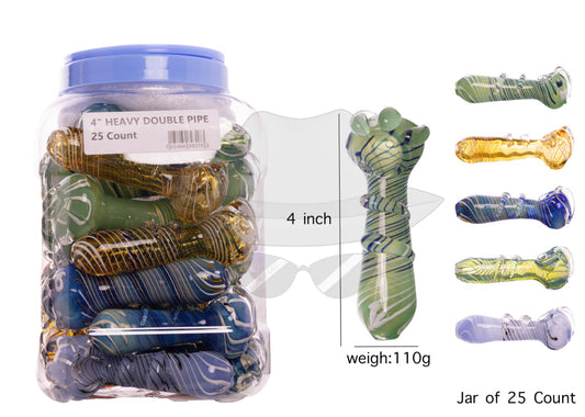4" Glass Hand Pipe jar of 25ct