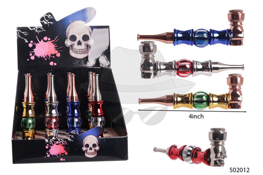 503028 Skull Metal Pipe-12ct